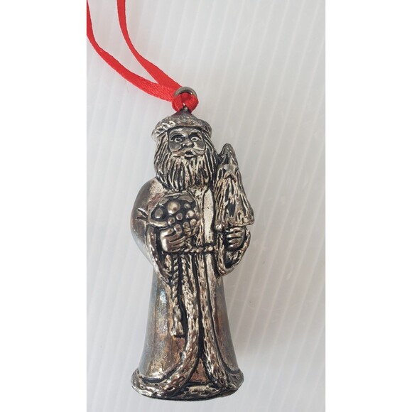 Macys Home for the Holidays Old World Silverplate Santa Christmas Ornament VTG - Picture 3 of 9